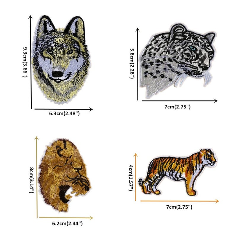 Zhiheng 13pcs Assorted Lion Tiger Leopard Wolf Deer Eagle Embroidered Safri Animal Patches Sew Iron on Applique Badge (Assorted) - Image 2